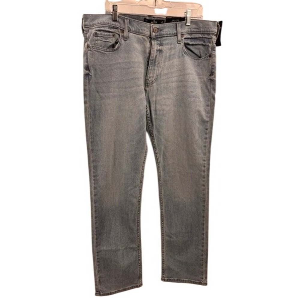 Hollister NEW Mens Light Wash Epic Flex Slim Straight Jeans 36x32 Streetwear